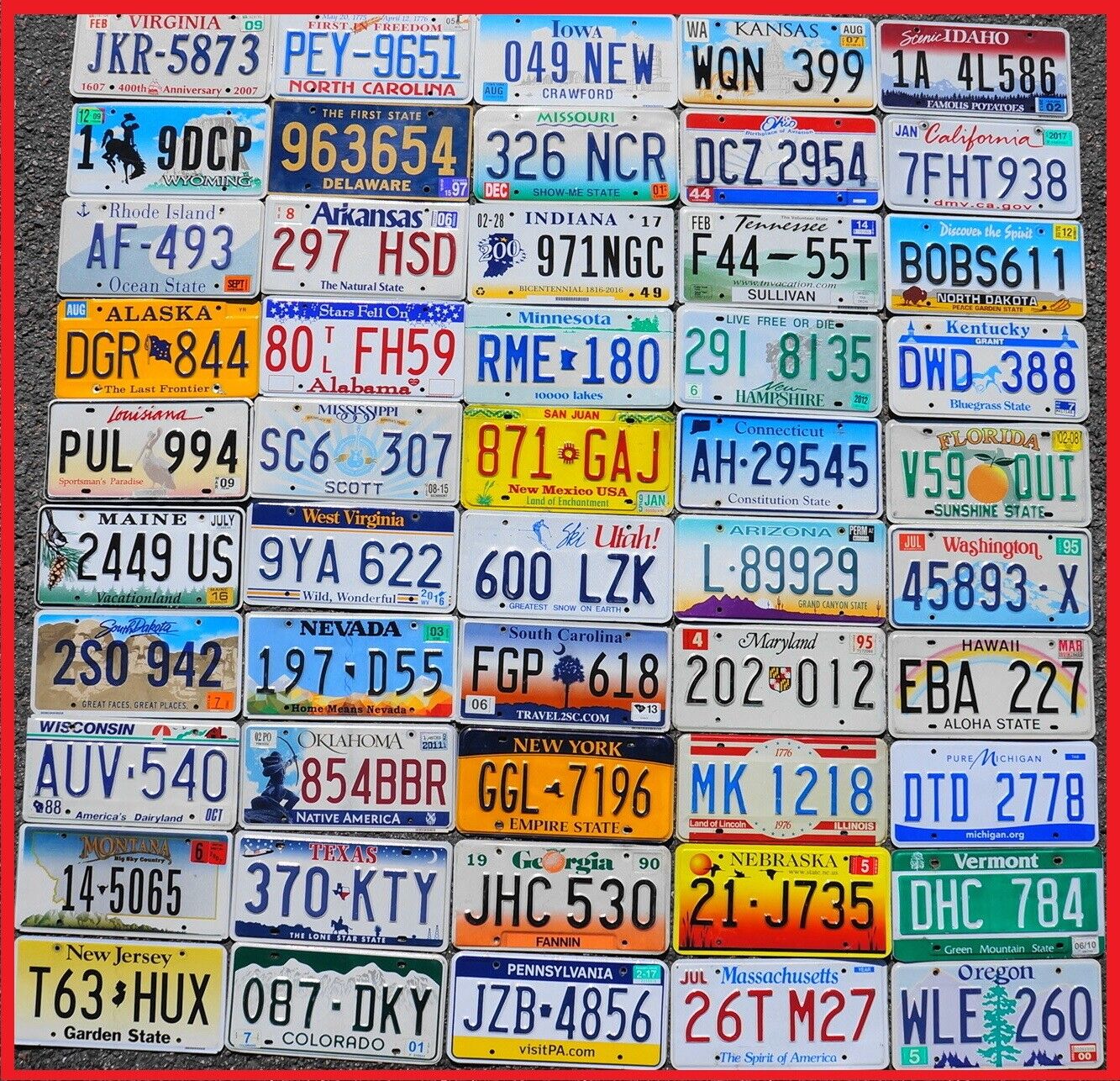 COMPLETE SET    ALL 50 STATES USA LICENSE PLATES LOT of Good License Plate Tags Без бренда - фотография #2