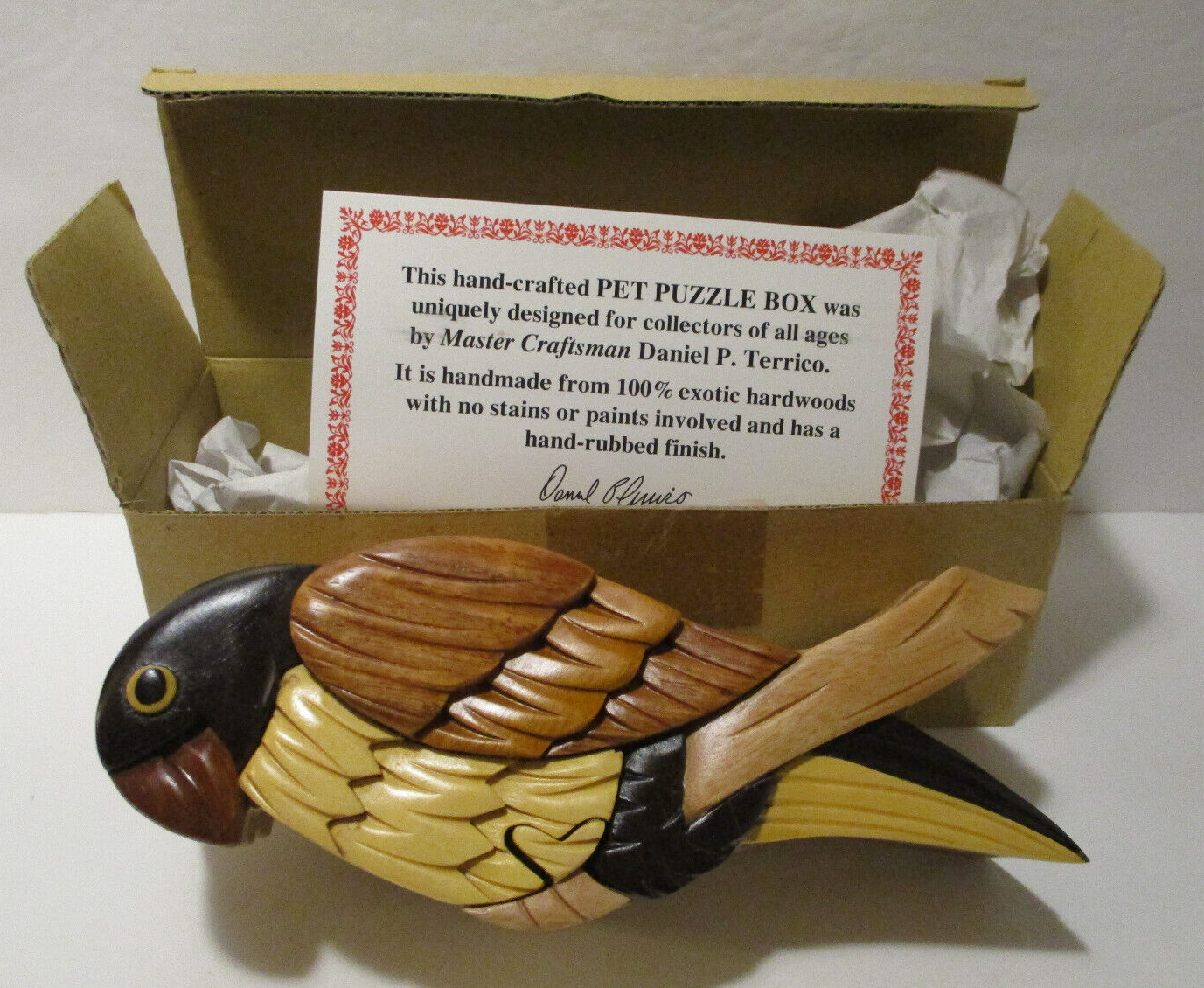 Puzzle Box "PARROT"  D. Terrico - Exotic Woods - Hidden Compartment - NEW IN BOX Без бренда