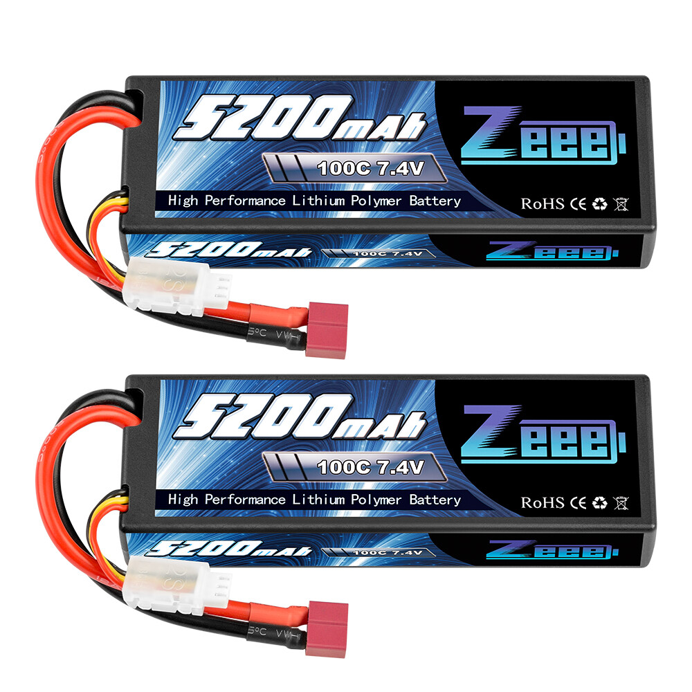 2x Zeee 100C 5200mAh 7.4V 2S LiPo Battery Deans Hardcase for RC Car Truck Heli ZEEE Does Not Apply