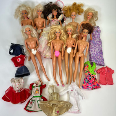 Lot 9 Vintage Barbie Dolls Blonde Brunette Clothing 11 VTG Outfits Dresses 1960s Barbie