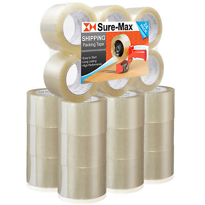 24 Rolls 3" Extra-Wide Clear Shipping Packing Moving Tape 110 yds/330' ea - 2mil Sure-Max Does Not Apply