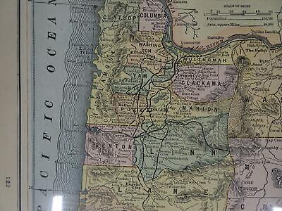 Lot 2 Antique Maps Oregon Gaskell's Atlas of the World 1893 ca 1900 Color Без бренда - фотография #4