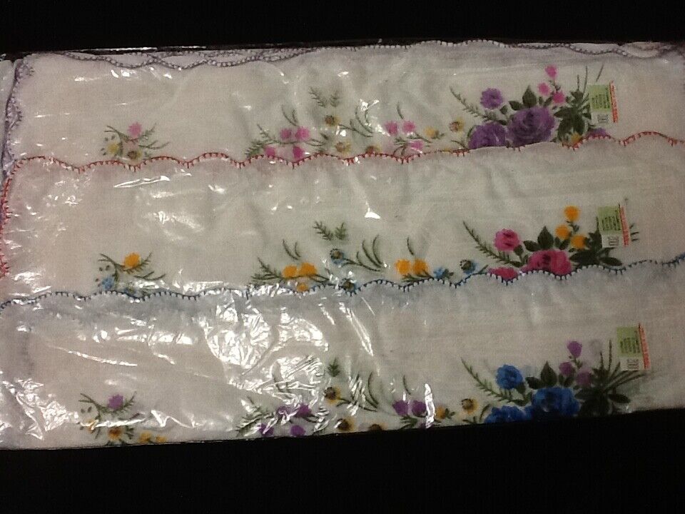 24 Ladies Handkerchiefs 100% Cotton Hankies Hankerchief Pocket Vintage Flower BB Unbranded - фотография #3