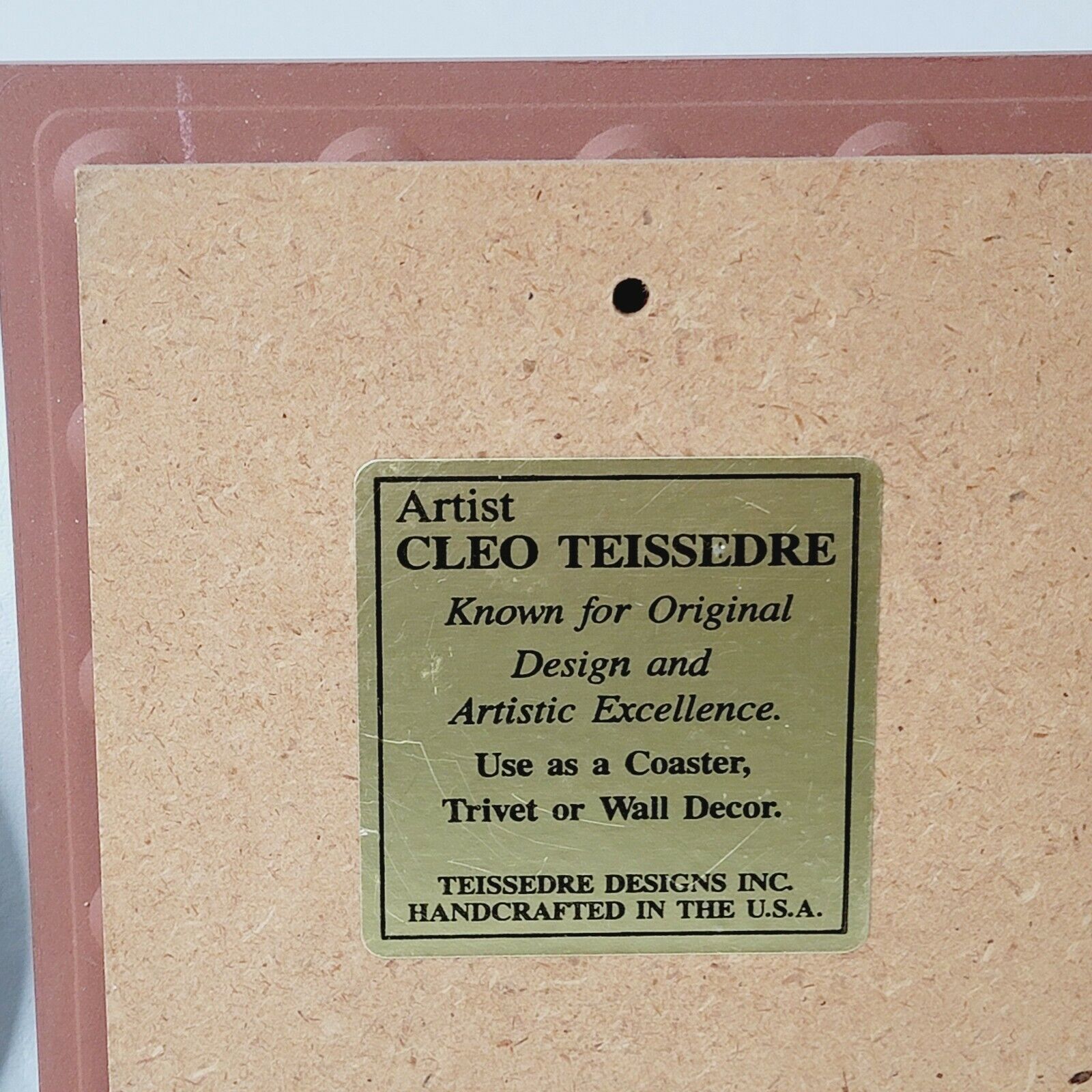 2 Cleo Teissedre Southwest Teal Red Hand Painted Art Tile Trivet Coaster ‘83 ‘90 Cleo Teissedre - фотография #5