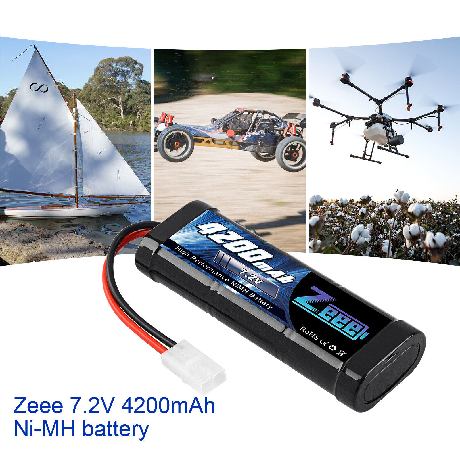 2PCS ZEEE 7.2V 4200mAh NiMH Battery Tamiya Plug for RC HPI Kyosho Tamiya Hobby ZEEE Does Not Apply - фотография #5