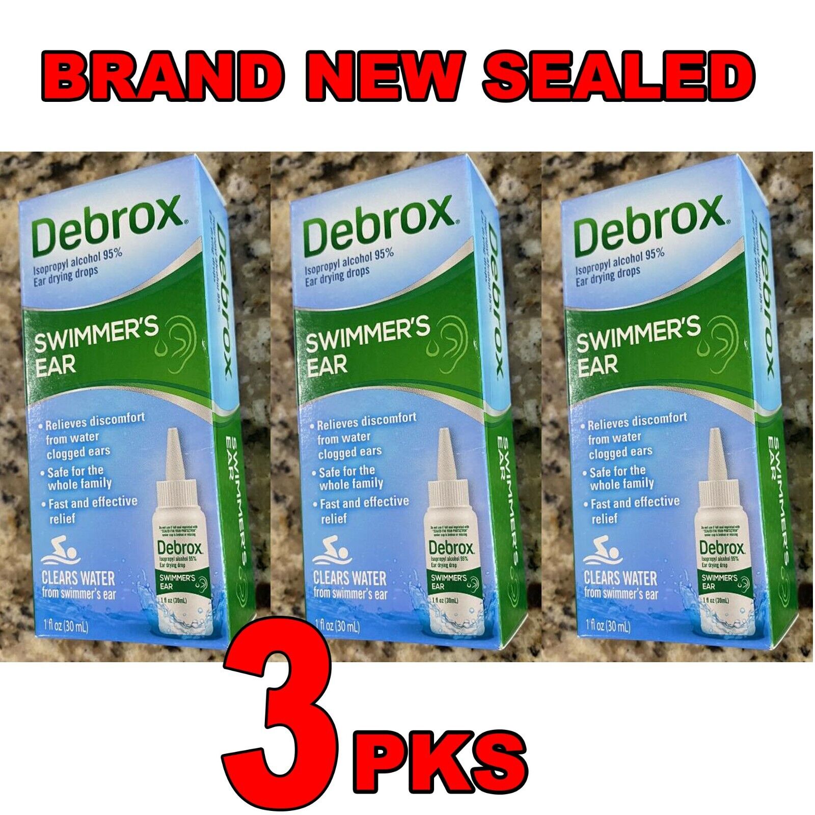 Debrox Swimmer's Ear, Drying Drops Clears Water 1oz 3PK EX2026 Debrox N/A