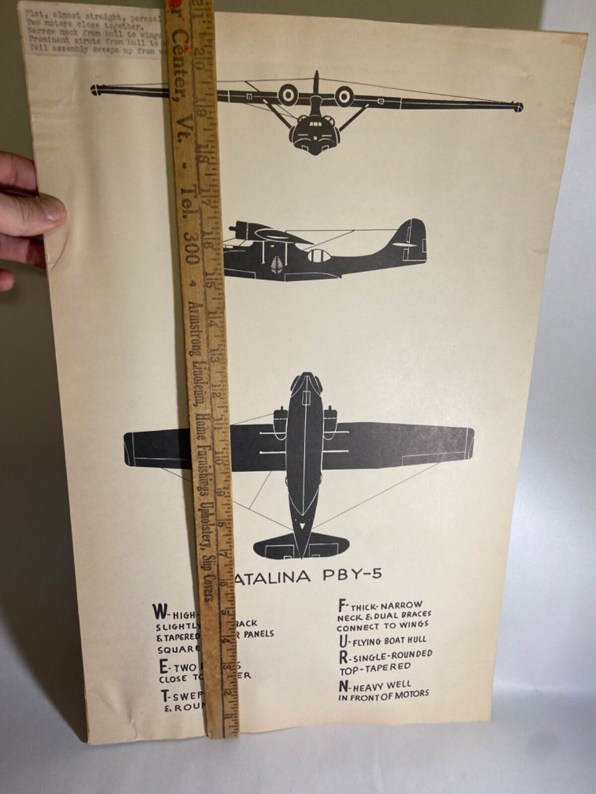 Vintage WWII Consolidated PBY Catalina Recognition Poster - Rare with notes! Без бренда - фотография #2
