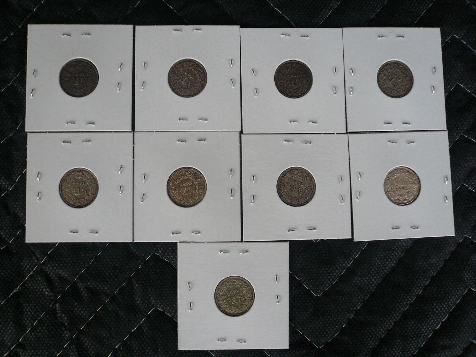 SWITZERLAND HALF 1/2 FRANC 9 COINS 1921-1929-1934-1943-1944-1948-1951-1952-1956  Без бренда - фотография #2