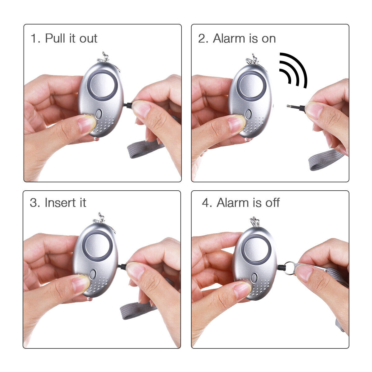 5Pcs Personal Safe Alarm Sound Keychain 140DB Emergency Women Safety LED Light Unbranded - фотография #5