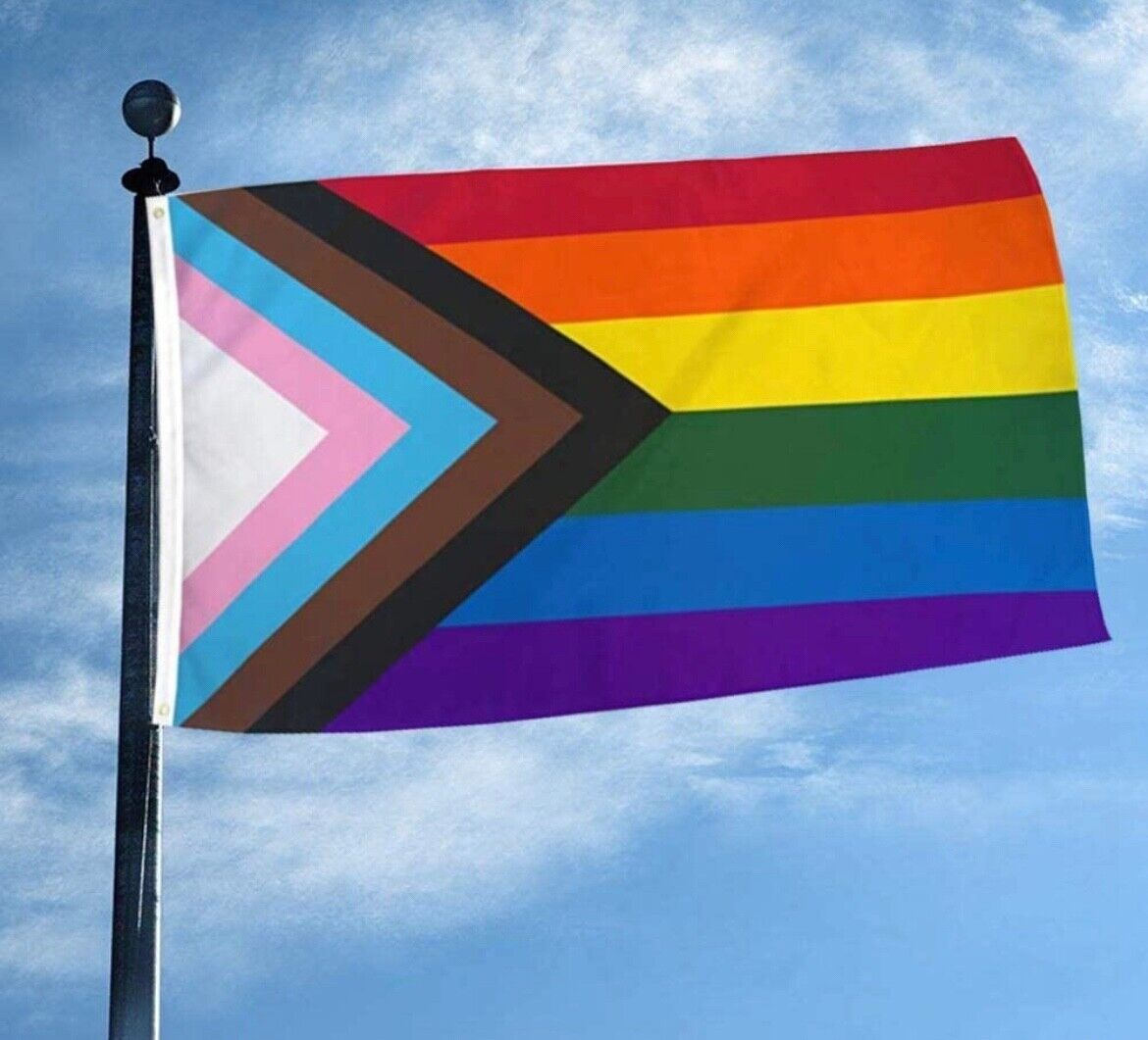 Progress Pride Rainbow Flag 3x5 ft LGBTQ Gay Lesbian Trans People of Color Без бренда