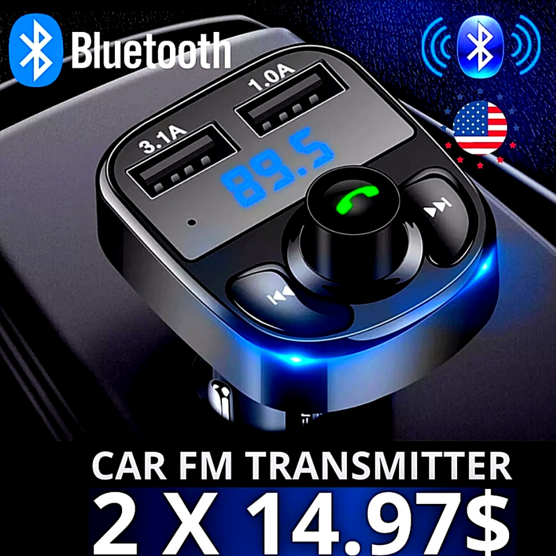 2 x Wireless Bluetooth Car AUX Stereo Audio Receiver A2DP FM Adapter Transmitter Unbranded Does Not Apply