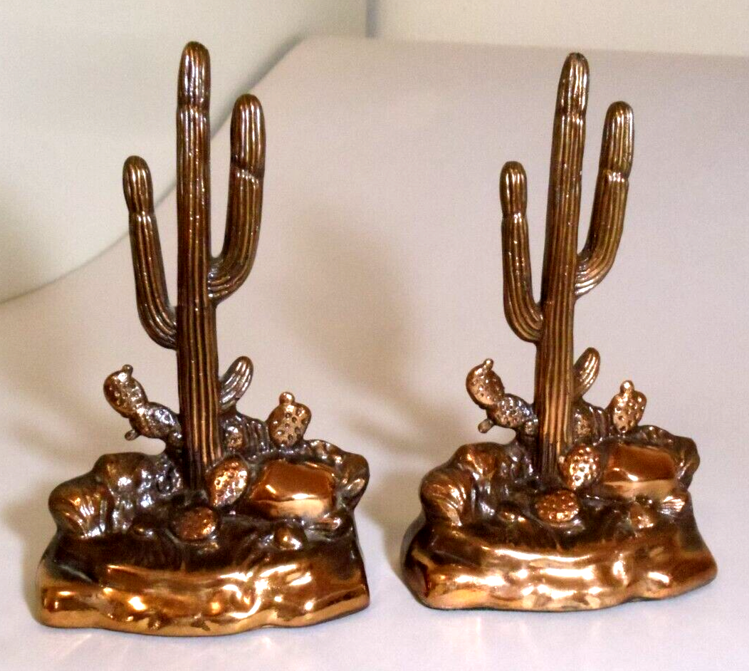 Rare DODGE 1940's-Vintage PRISTINE Antique Copper-Bronze Saguaro Cactus Bookends Dodge Inc. - фотография #5