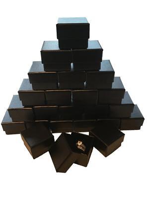 Lot of 20 Black Ring Gift Box with Foam and Velvet Insert 1.5 x 1.5 x 1.25 Inch Marimor Jewelry