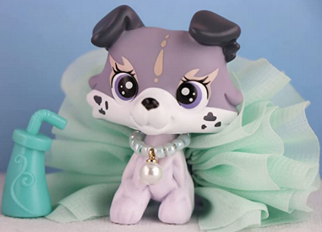 Custom lps Calico Collie,Collectable Collie Pet Purple Heart Eyes Bears Dog RARE Lpsloverqa - фотография #4