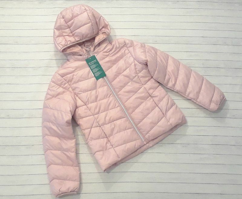NWT H&M girls size 7 pink lightweight puffer jacket hooded Fall School -B27 H&M