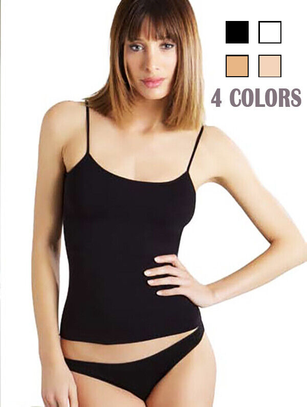 4 Pack Womens Cotton Camisole Tank Top Spaghetti Strap Assorted Colors Plain SML Ysabel Mora