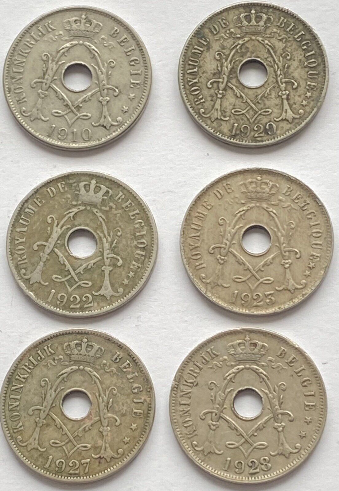 6 x - Belgium - 25 Centimes - 1910,1920,1922,1925,1927 & 1928 - Free UK P&P  Без бренда - фотография #6