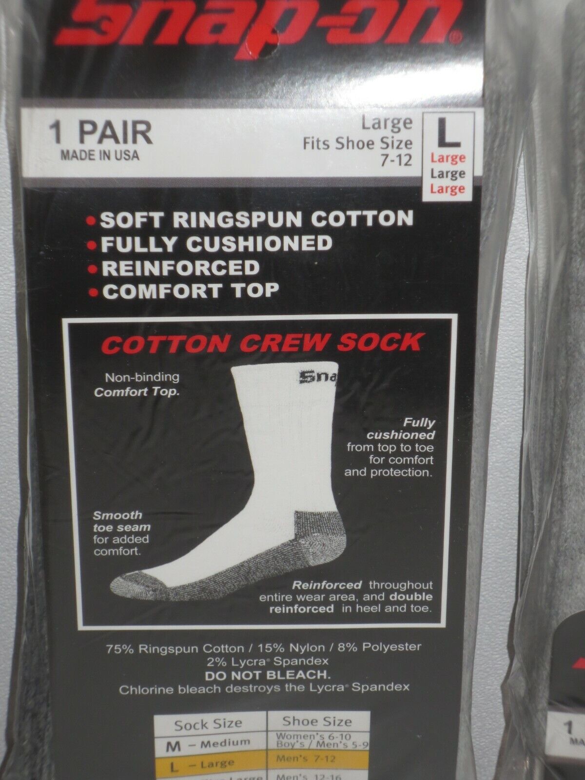 3 PAIRS Snap-On Crew Socks Men's GRAY LARGE ~ FREE SHIPPING ~ MADE IN USA *NEW* Snap-on - фотография #6