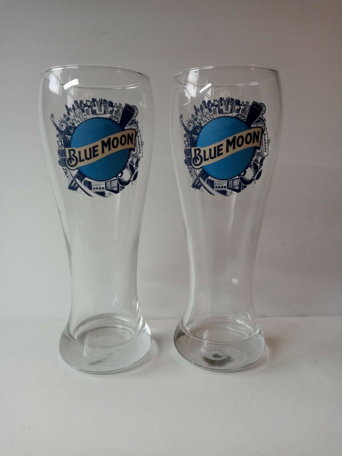 Blue Moon NYC 16 oz Pilsner Beer Glass - Set of Two (2) Glasses NY Edition New Blue Moon - фотография #6