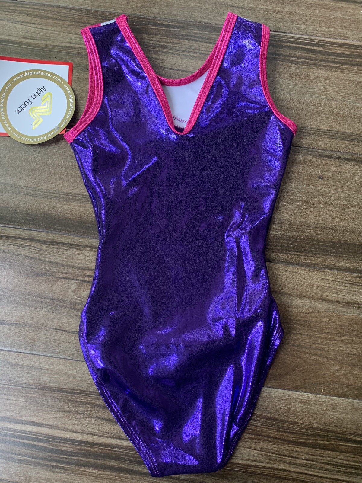 ALPHA FACTOR GYMNASTICS LEOTARD PURPLE PINK & SILVER CRYSTALS ADULT SMALL NEW Alpha Factor - фотография #7