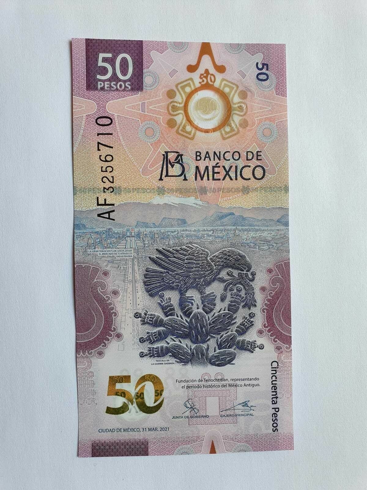 BANKNOTES MEXICO SET W/3 PIECES 20, 50, 100 PESOS (MADE OF POLYMER) 2021 EDITION Без бренда - фотография #5
