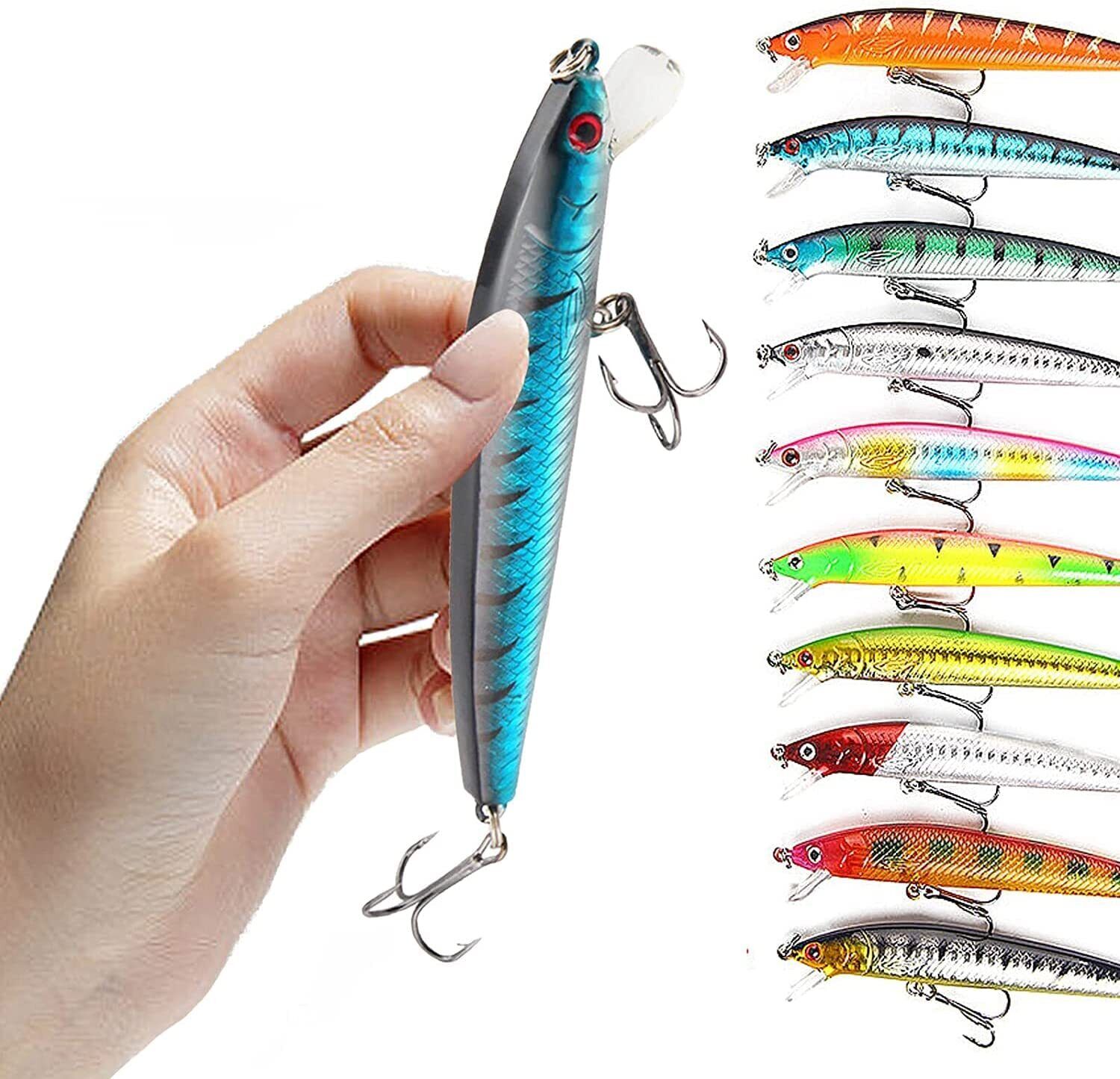 10PCS Fishing Lures Minnow baits Crankbaits Jerkbait Lot Hooks Baits Bass Tackle Unbranded Does Not Apply