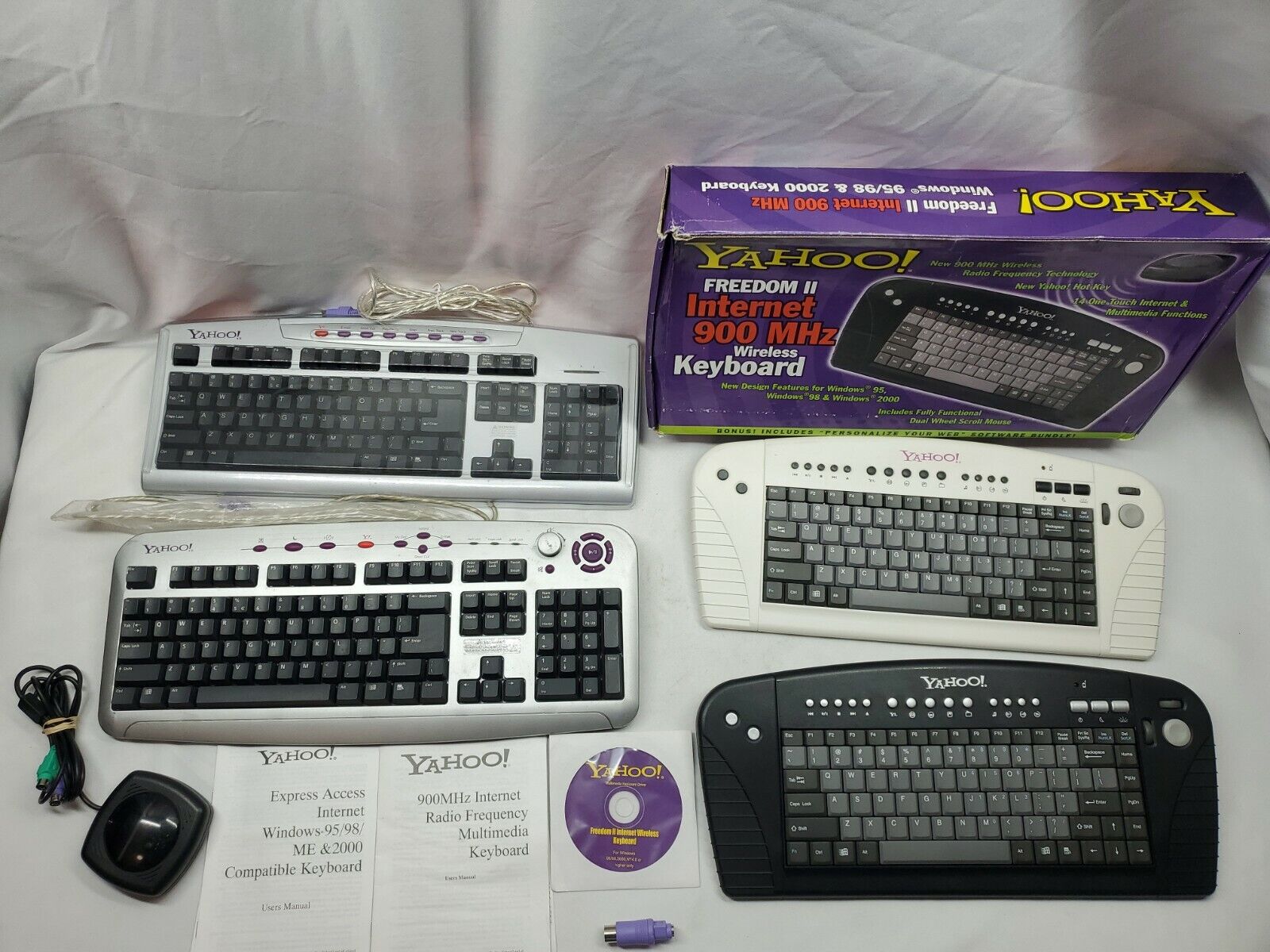Yahoo! Direct Access Internet Keyboard Vintage lot wired & Wireless mouse yahoo Does Not Apply