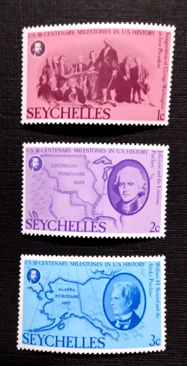 3 SEYCHELLES Stamps US BI- Centenary Milestones in US History Louisiana Purchase Без бренда - фотография #7