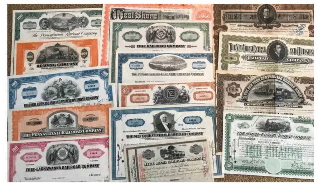 Lot of 10 old vintage stock certificates from different years-1930's-1970's ! Без бренда