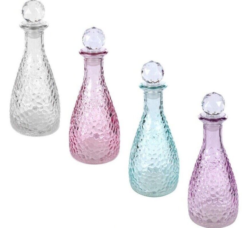 Decorative Hammered Glass Bottles with Diamond Cut Ball Stoppers (CHOOSE COLOR) Unbranded Does not apply