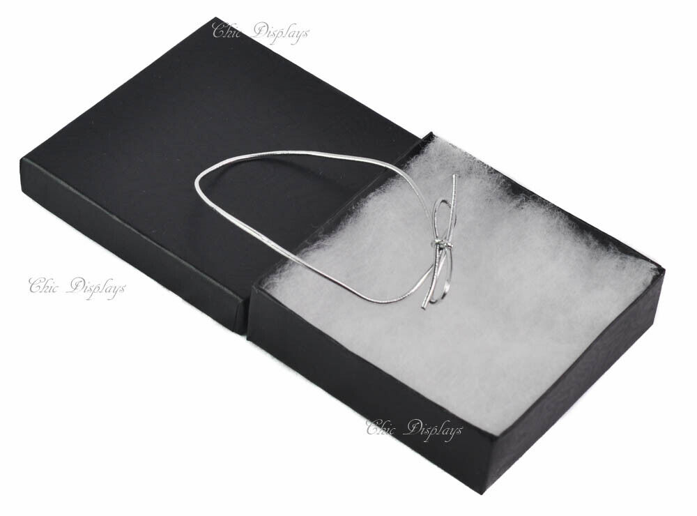 100pc Black Cotton Filled Jewelry Boxes Black Gift Boxes Bracelet Box +FREE Bows Unbranded - фотография #5
