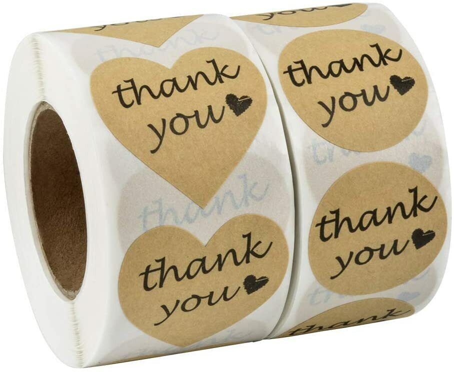 1500 Heart Shaped Thank you Sticker Gold Foil Kraft Paper DIY Gift Envelope Seal Unbranded Does Not Apply - фотография #2