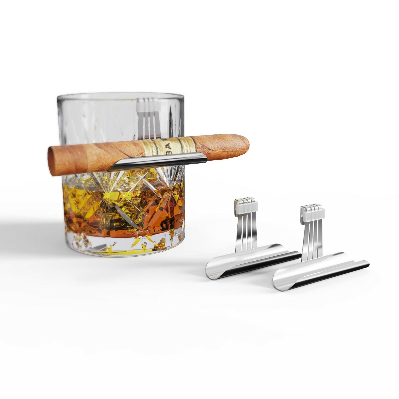 2pcs Clip-on Cigar Glass Holder Whisky Glass Rest Gift for Cigar Whiskey Lovers Без бренда - фотография #2