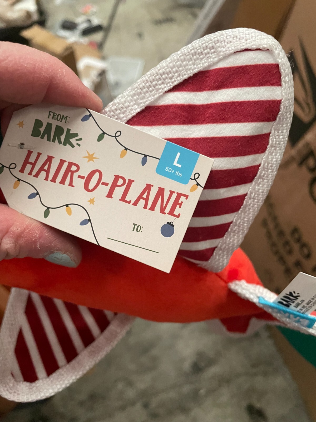 Bark Box Dog Toy Hair-O-Plane Dog Toy Large Barkbox HAIR-O-PLANE SANTA WORKCHOMP CHRISTMAS 2023 - фотография #2
