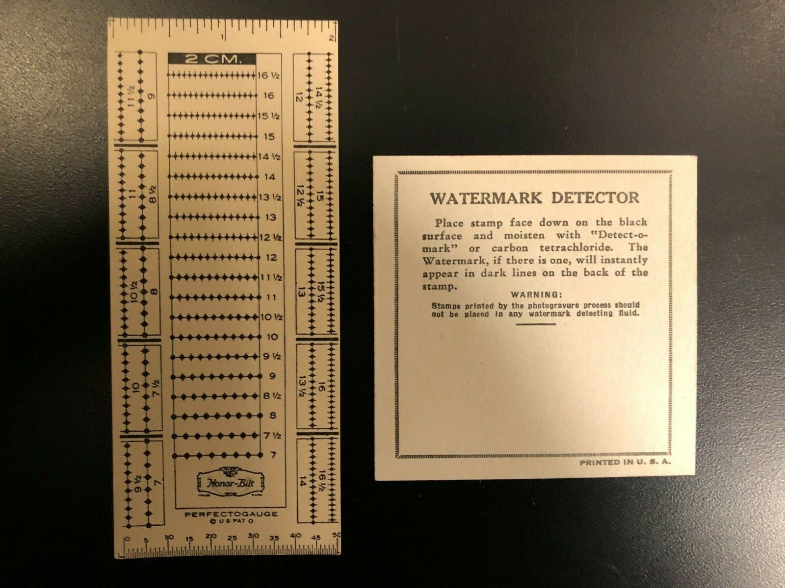 Vintage Stamp Watermark Detector Card,and Perforation Gauge. Cardboard/Paper Без бренда
