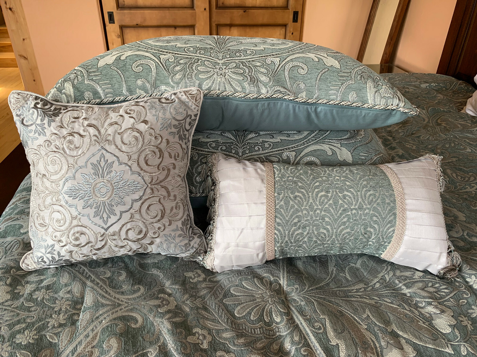 Set of 2 Croscill Gabrijel Decorative Pillows Slate Blue Croscill