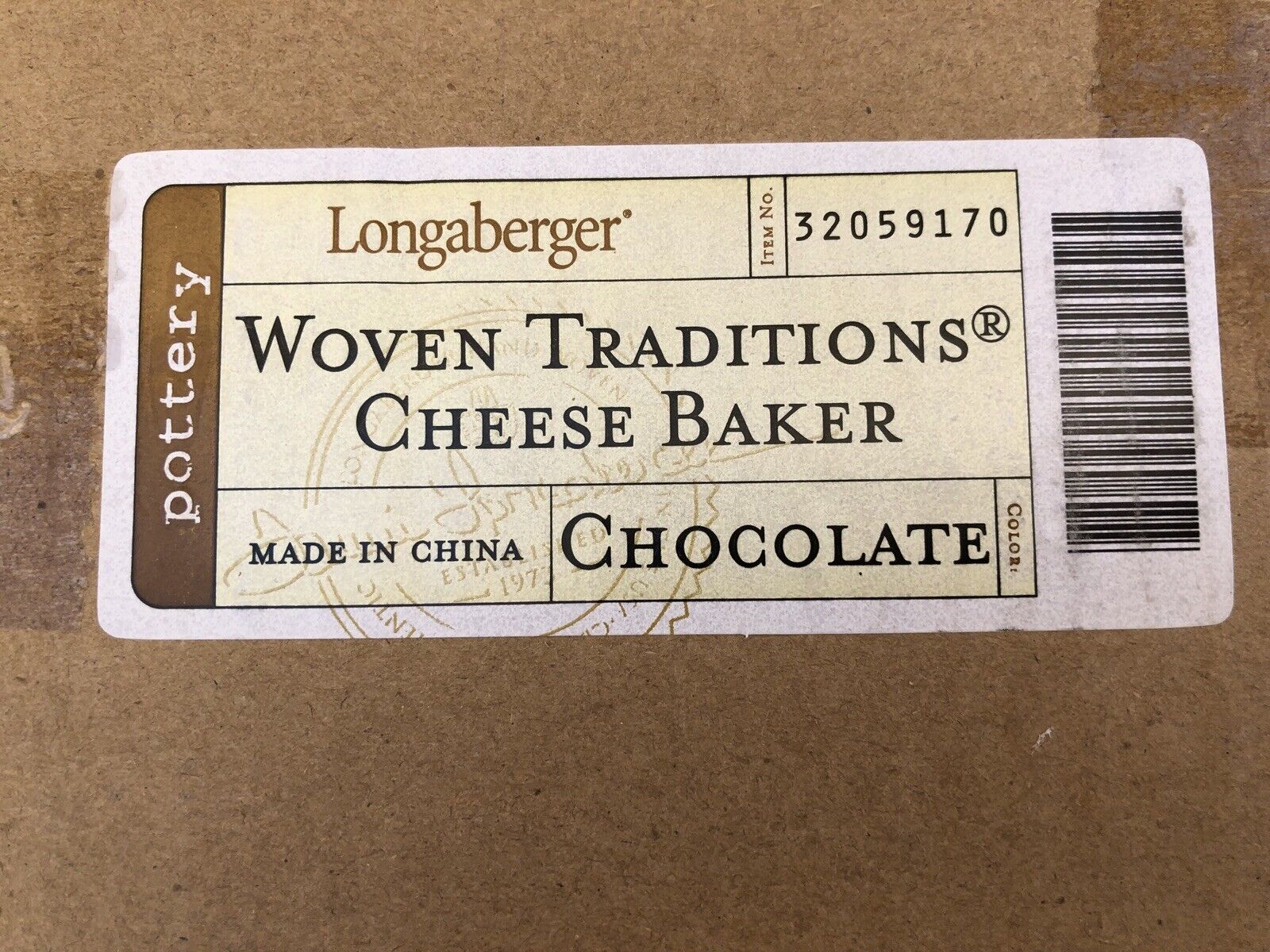 New Longaberger Pottery Woven Traditions Chocolate Brown Brie CHEESE BAKER NIB Без бренда - фотография #8