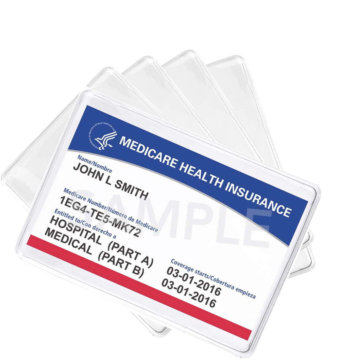 5 Pack - Medicare Card Holder Protector Sleeves - Clear Vinyl Credit Card Covers Specialist ID