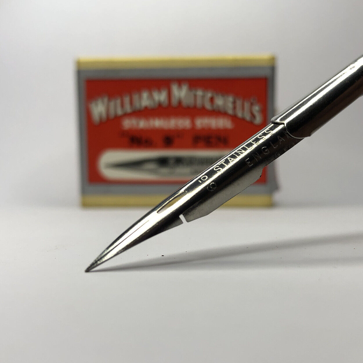 x2 William Mitchell's Stainless Steel "No.9" Pen 0221 Fine Nib Vintage Dip Pen William Mitchell - фотография #6