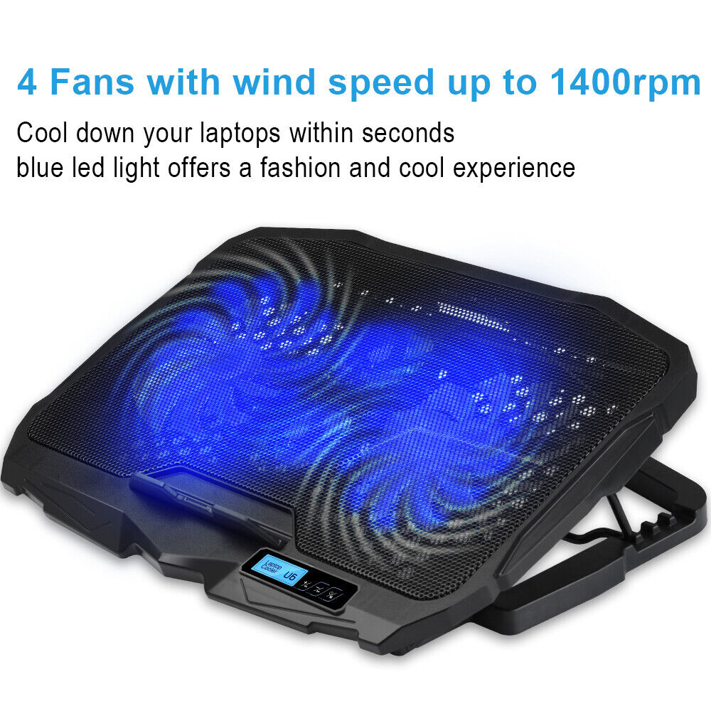 Wind Laptop Cooling Pad LED Display - 4 Blue LED Fans Light Quiet Rapid Cooler YELLOW-PRICE YP-LCP-45 - фотография #7