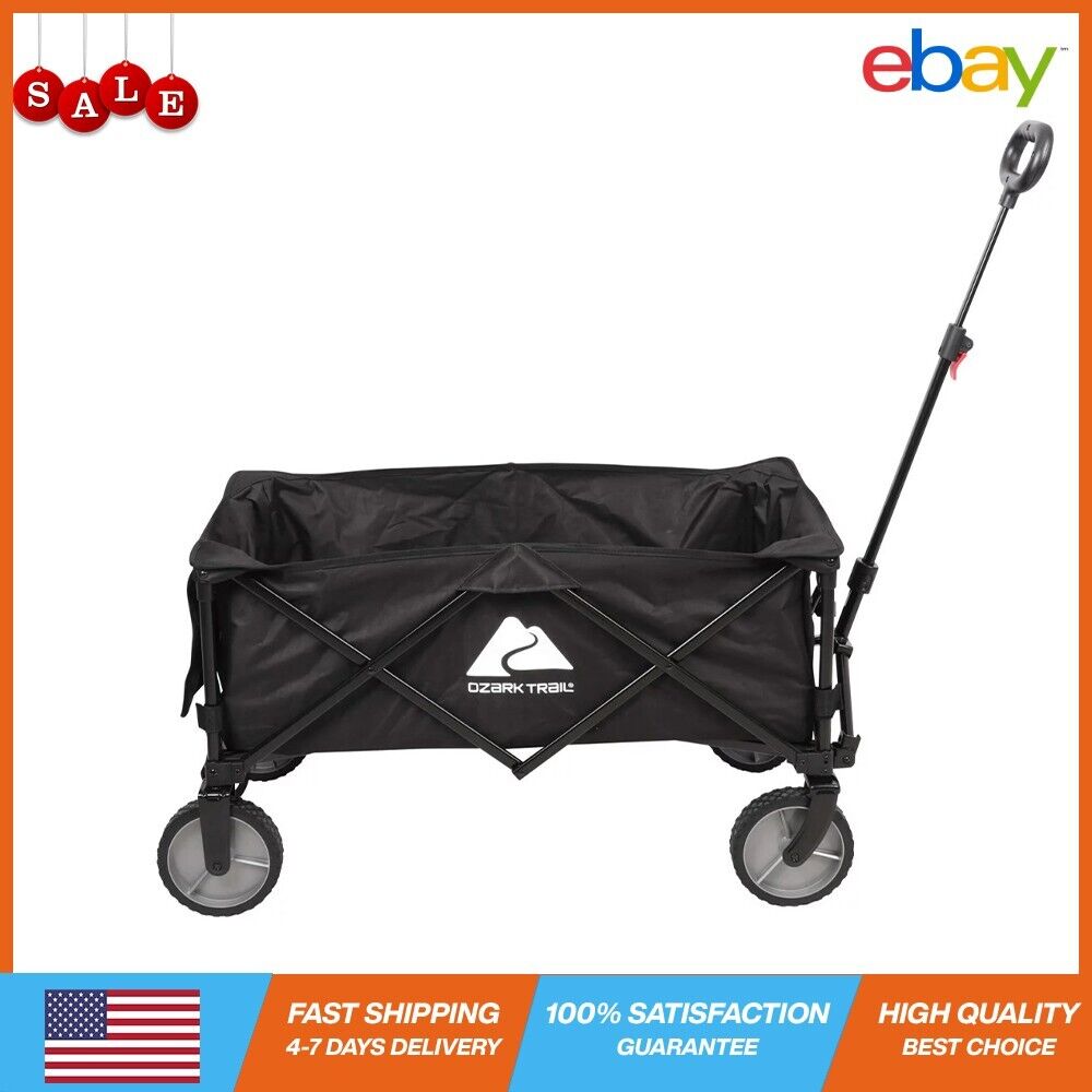 Folding Multipurpose Camp Wagon Cart Garden Beach Utility Camping Sports Black Unbranded Does not apply