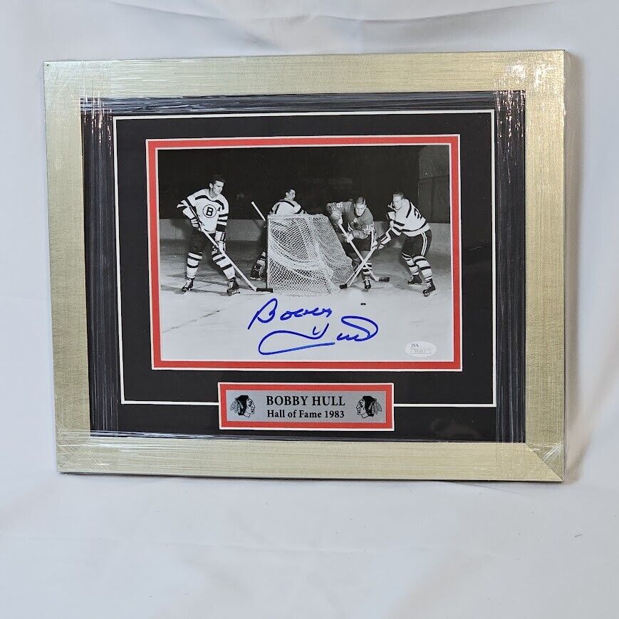Bobby Hull Signed Picture Chicago BlackHawks Framed JSA Certified Без бренда