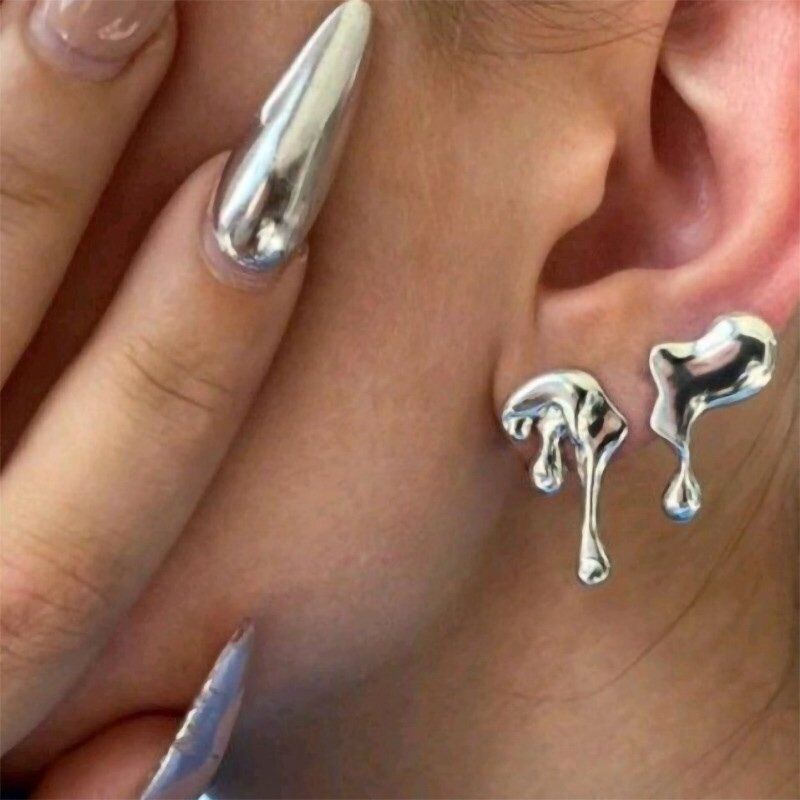 Punk Gothic 925 Silver Metal Stud Earrings Dangle Women Party Jewelry Gift Rinhoo Does not apply - фотография #2
