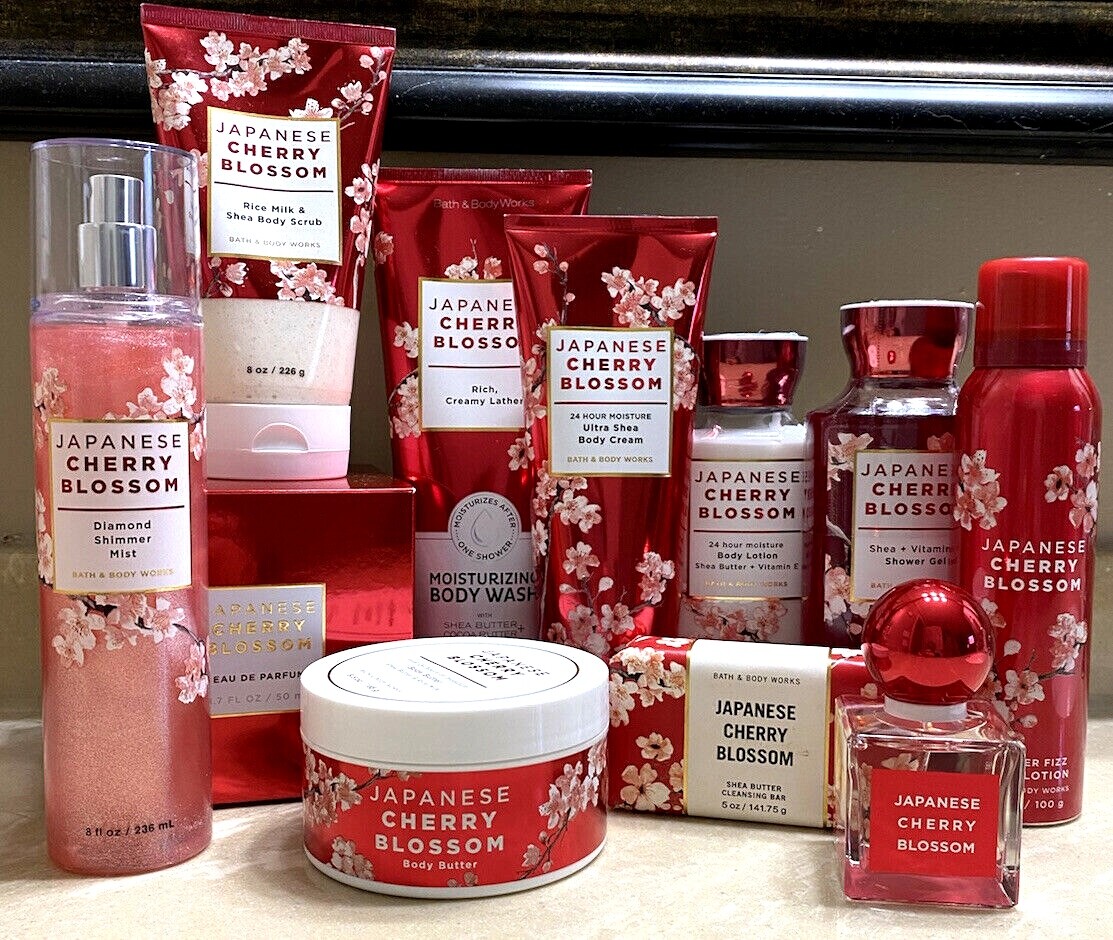 B&BW LOT OF 10 JAPANESE CHERRY BLOSSOM Perfume-Bar-Shimmer-Scrub-Creams-Wash Bath & Body Works - фотография #5
