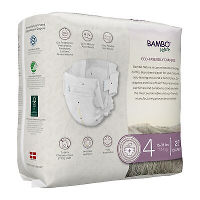 Bambo Nature Baby Baby Diaper Size 4 15 to 31 lbs. 1000016926 81 Ct Bambo Nature 1000016926 - фотография #2