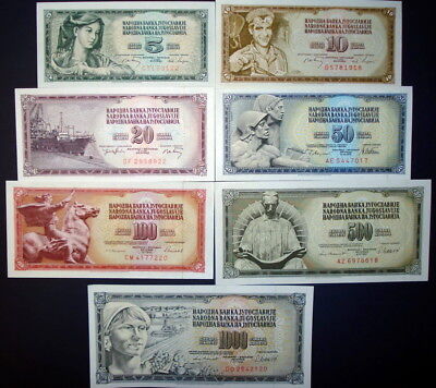 Yugoslavia 1968 - 1986 UNC Paper Money Banknote 7 Pieces Set New Без бренда