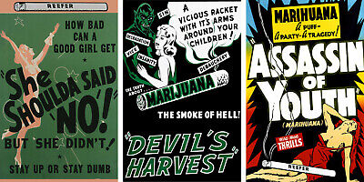 Vintage Anti-Marijuana Reefer Lot (3) 11 x 17 Reproduction Posters  Без бренда