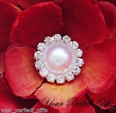 10 Round Diamante Rhinestone Crystal Pearl Button Clip Без бренда