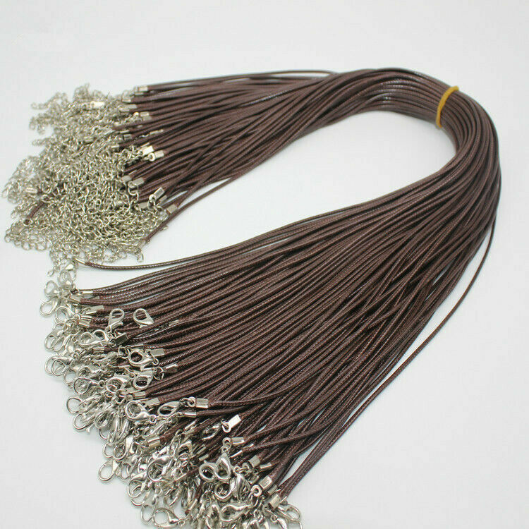 100pcs 1.5mm Coffee Wax Leather Cord Necklace Rope 45cm Chain Lobster Clasp DIY Unbranded - фотография #7