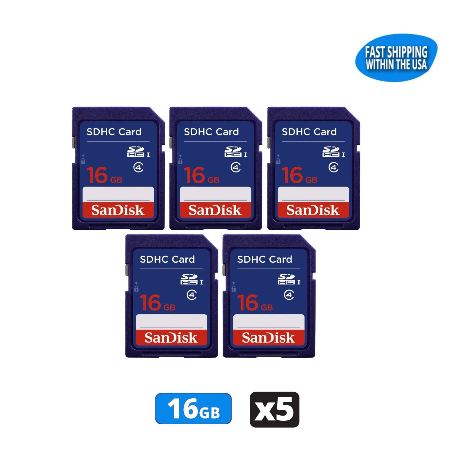 16GB Sandisk SD Cards for Digital Cameras / Trail Camera / Computers (5 Pack) SanDisk SDSDB-016G-B35, SDSDB016G, SDSDB016GB35